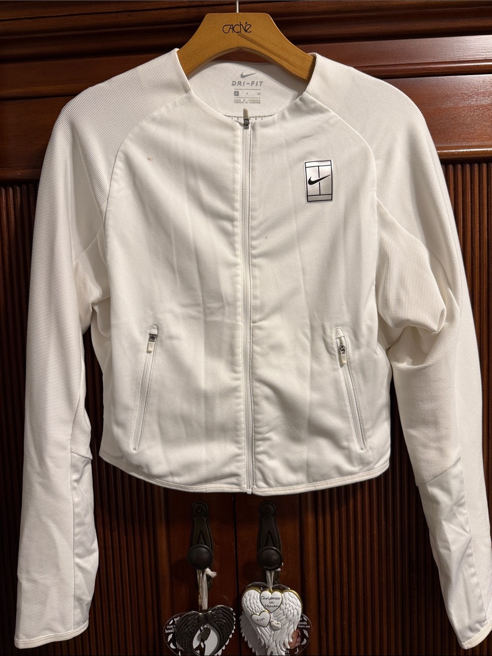 Nike White Women's Dri-FIT Zip Bomber Jacket